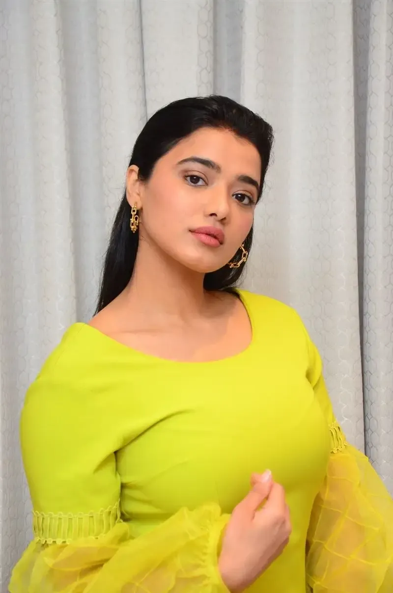 TOLLYWOOD ACTRESS KETIKA SHARMA IN LIGHT GREEN YELLOW DRESS 15